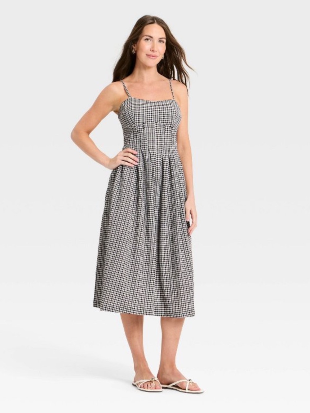 Target Black and White Gingham Midi Dress with Spaghetti Straps